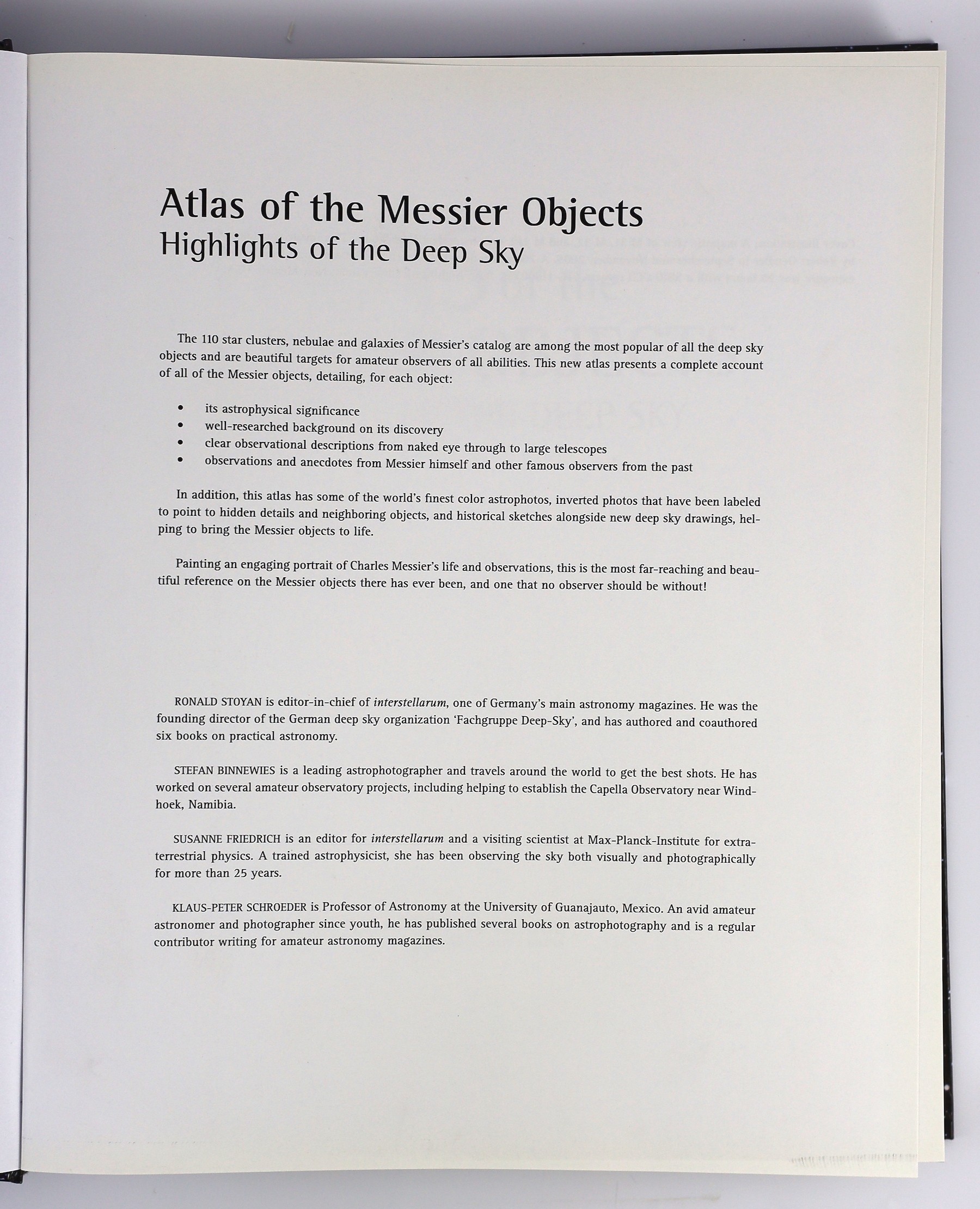 Stoyan, Ronald et al - Atlas of the Messier Objects: Highlights of the Deep Sky, 4to, photographic hard cover, Cambridge University Press, 2008